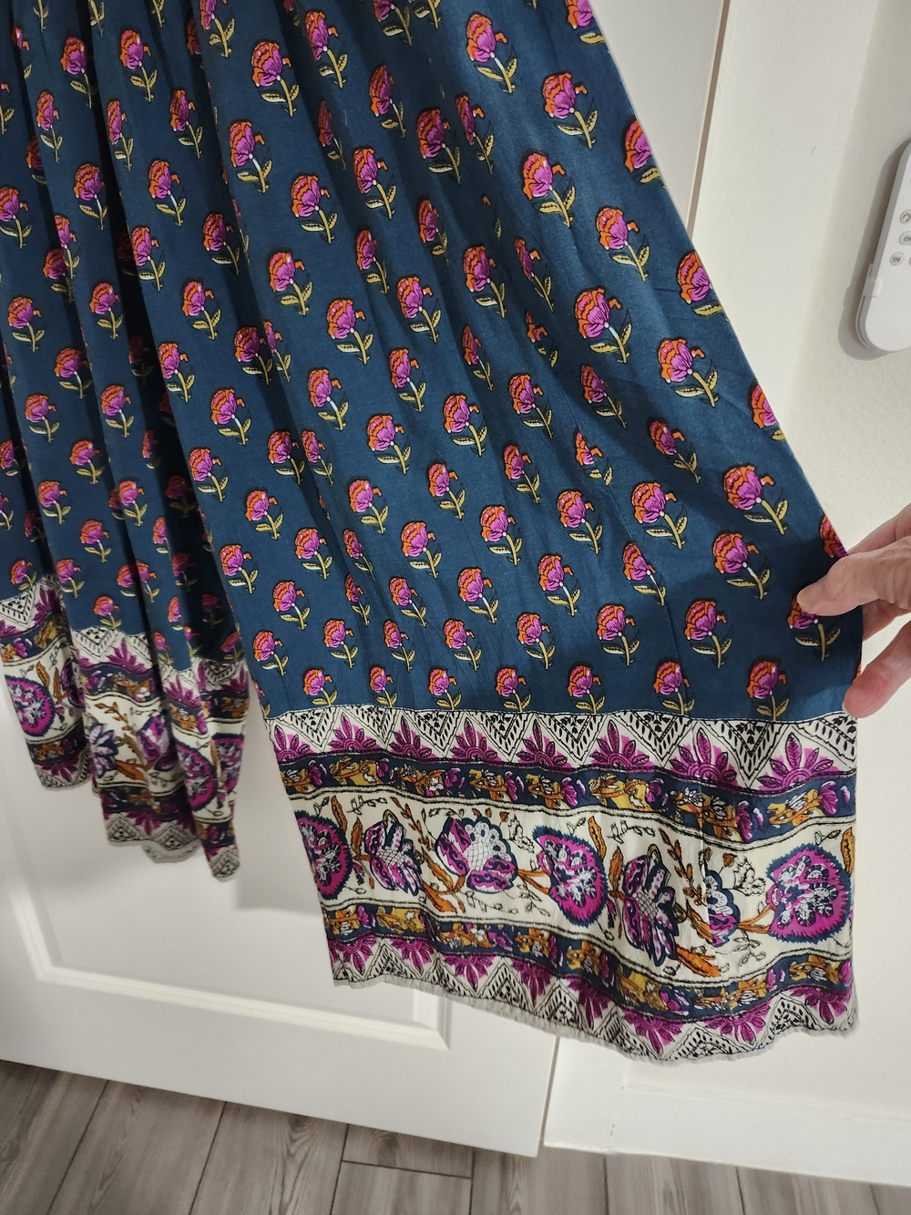 NATURAL LIFE Teal Floral Wide-Leg Smocked Waist Pants - Picture 4 of 5
